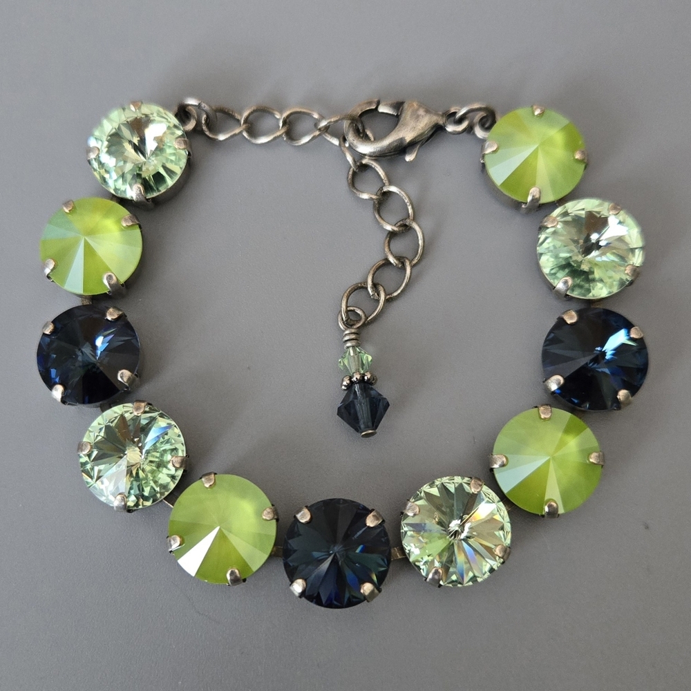Austrian and Czech Crystal Bracelet in Antique Silver